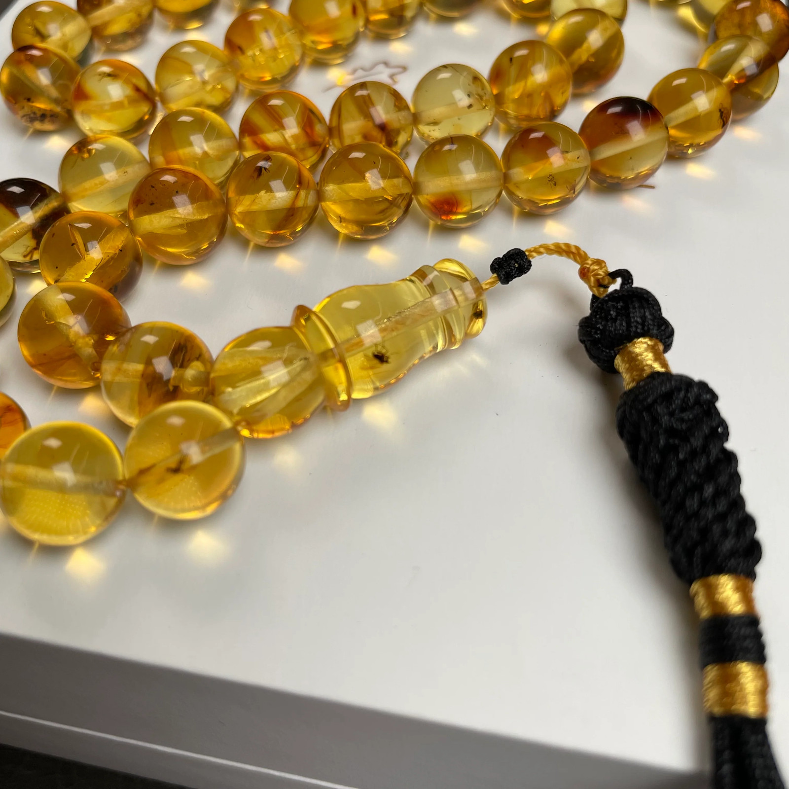 Natural Amber Insects Misbaha Tasbih Prayer Beads 10.6mm 34.62g 45beads