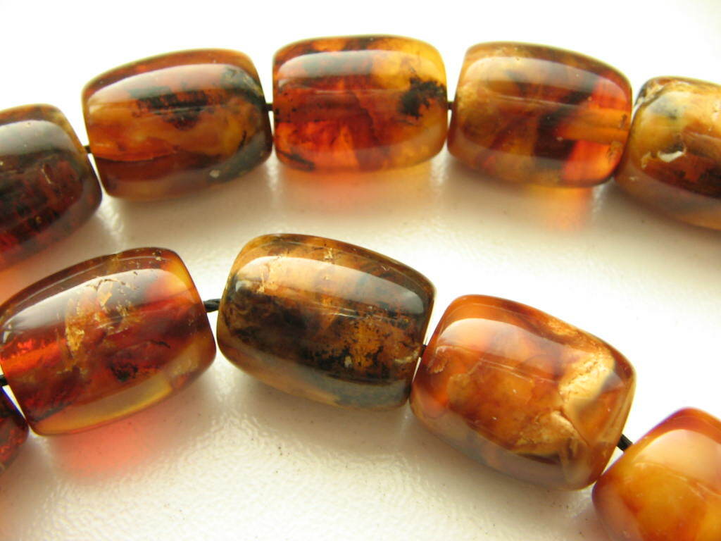 Vintage pressed genuine Baltic amber Islamic prayer beads rosary tasbih 12x14mm