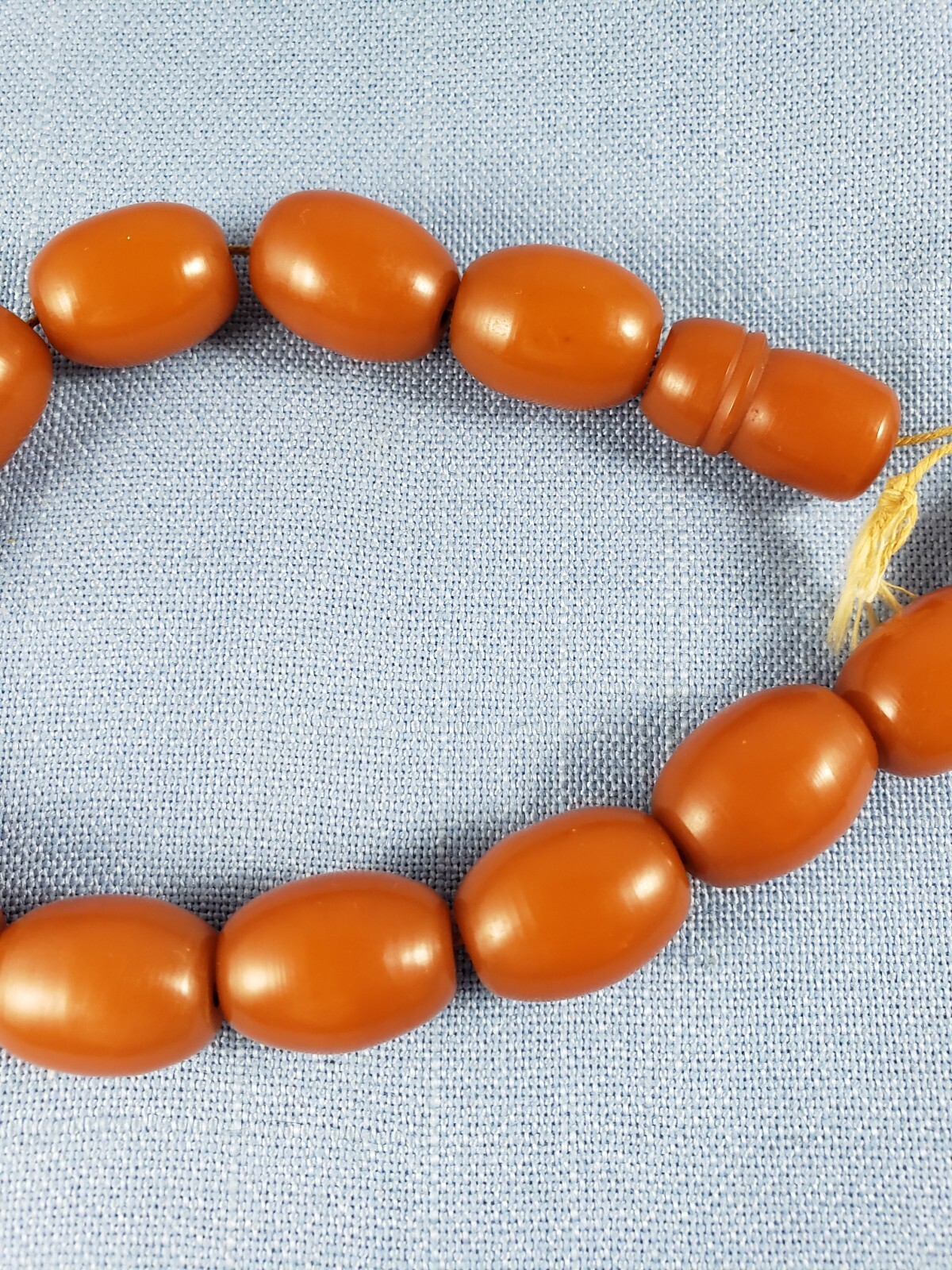 Antique amber Bakelite prayer beads 14 pc 18mm x13mm