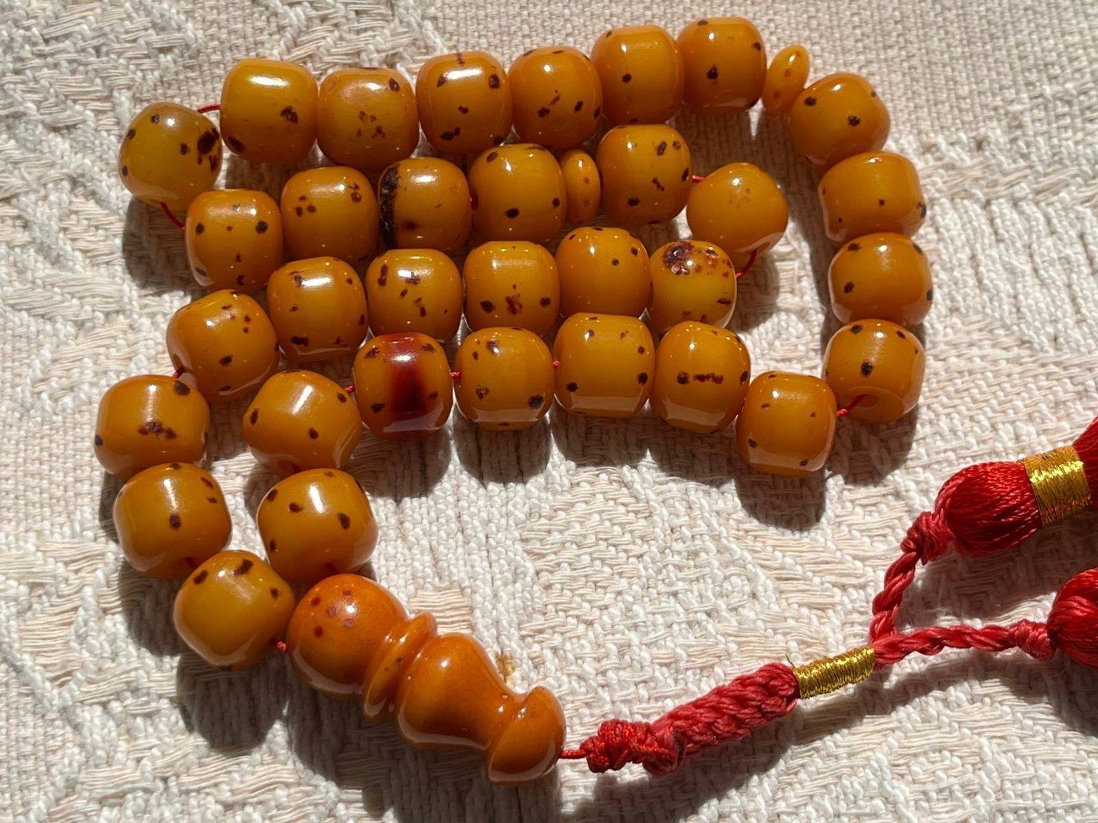 Germany Cherry Amber Rosary 33 سبحة مسكي الماني انتيك محروف لندني ختم عشائري