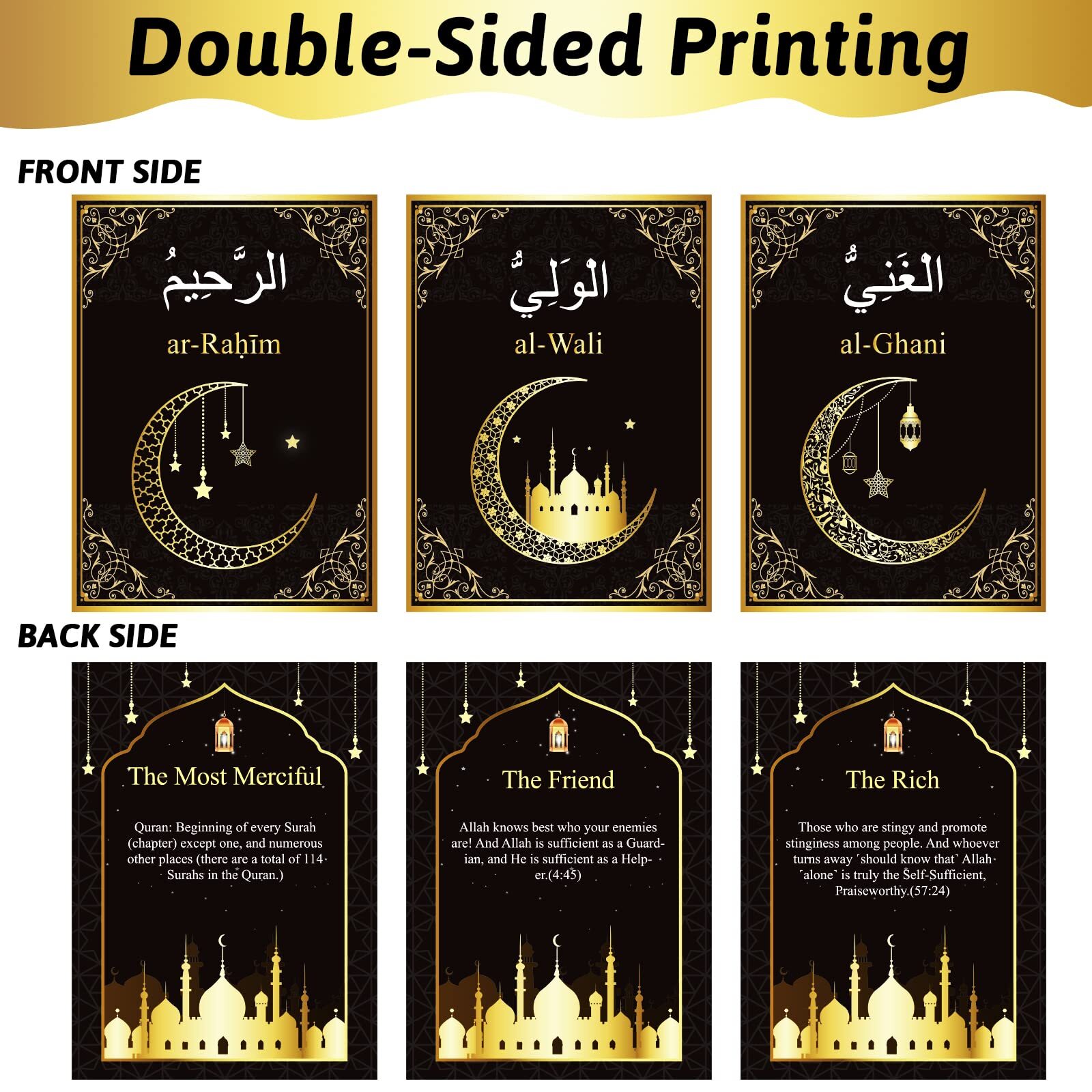 99 Names of Allah Flashcards Quran Verses Asma UI Husna Cards Eid Al Adha