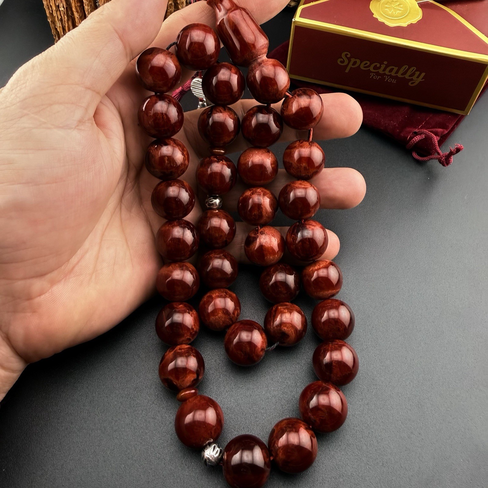 VIP Red Galaxy Misky 33-Bead Islamic Tasbih Rosary مسباح فاتوران حجم كبير N945