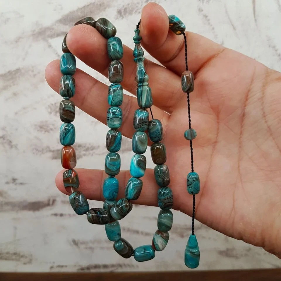 ISLAMIC PRAYER BAKELİTE AMBER ROSARY. 33 BEADS.11,5×8 MM .TASBIH,MISBAHA