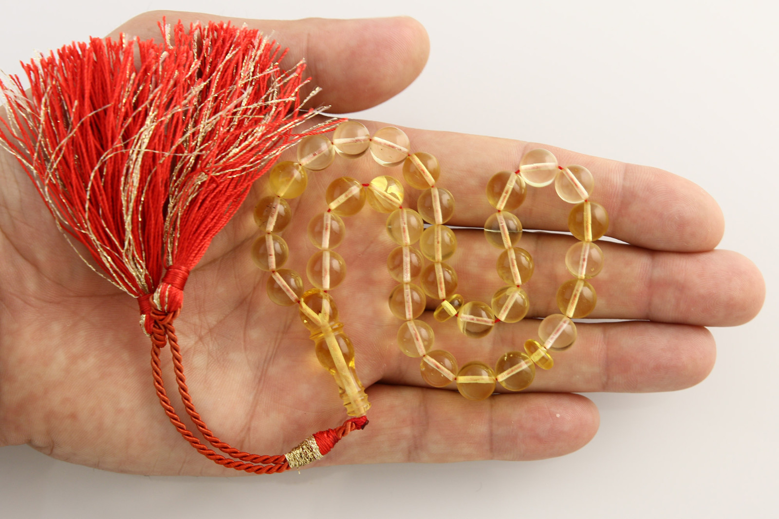 ISLAMIC 33 Clear Round Prayer Beads 9mm BALTIC AMBER TASBIH 18.5g 180808-5