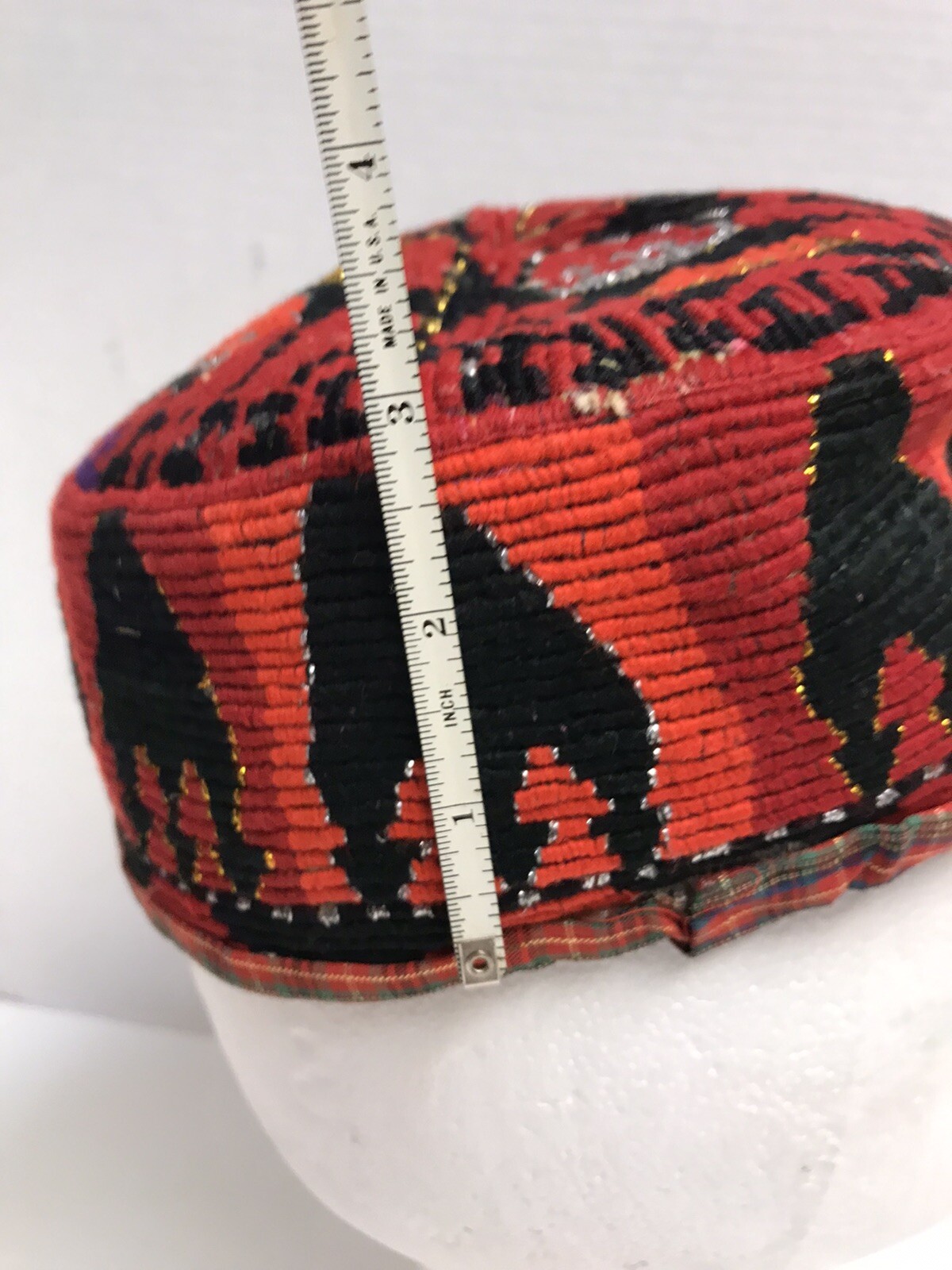 VINTAGE ASIAN ISLAMIC HAND EMBROIDERED VELVET TUBETEIKA ADULT S-M HAT