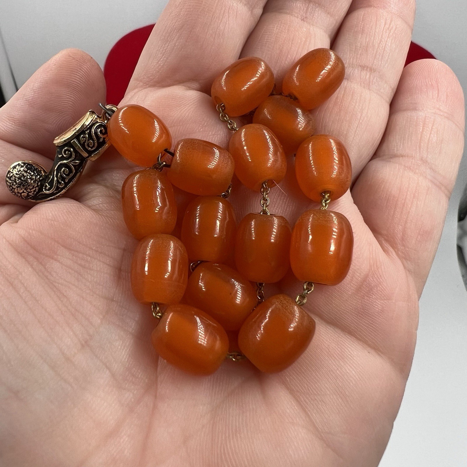Antique Αmber Honey Butterscotch Bakelite Faturan Prayer Beads Bracelet 15 Beads