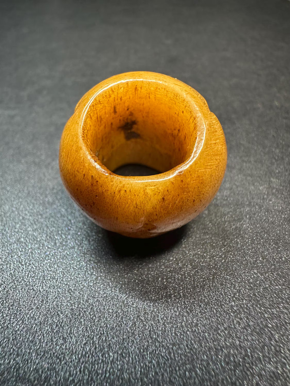 HandCarved Yak Bone Skull Bead Ring, Large Hole Tibetan Charnel Ground Guru Bea