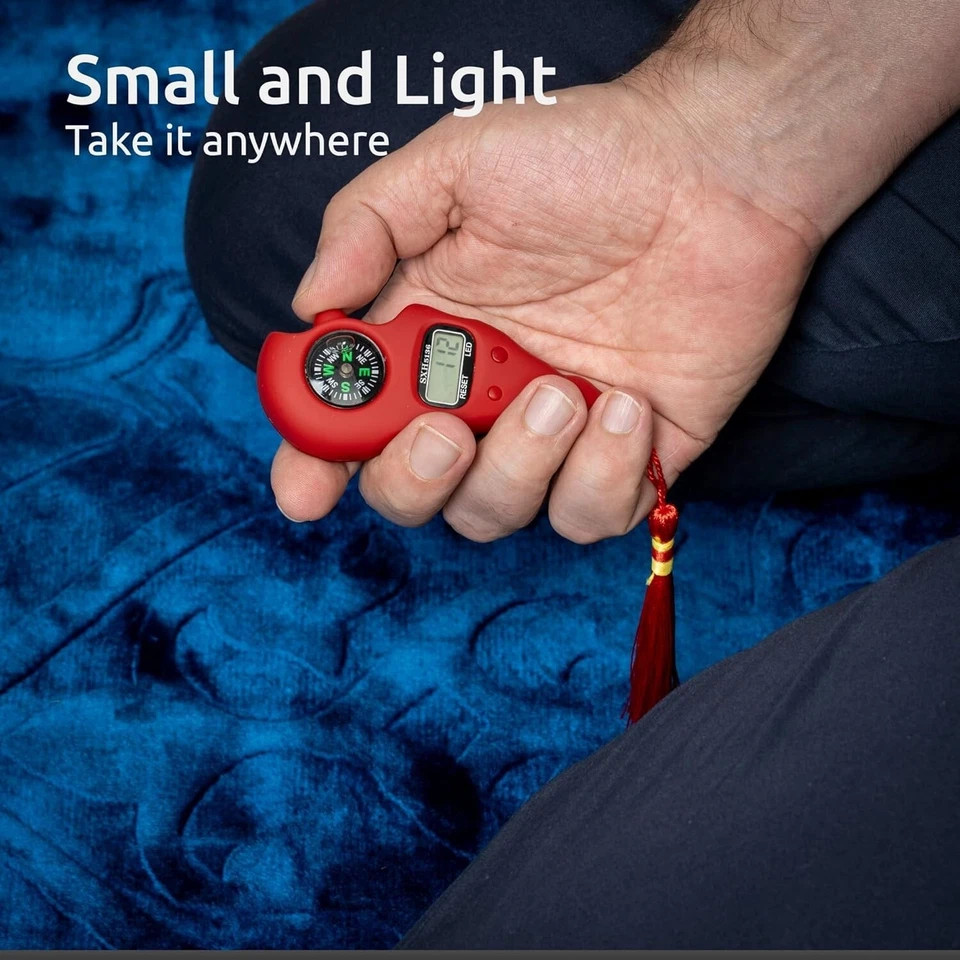 Portable Digital Finger Tasbih with Compass & Night Light – Islamic Prayer Beads