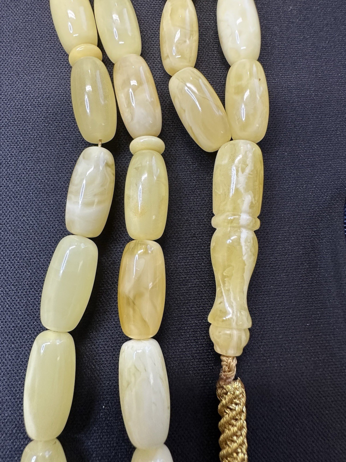 Original Natural Baltic Amber Stone- Tesbih, Subha *33 Beads 8×17 MM 29.1 Grams