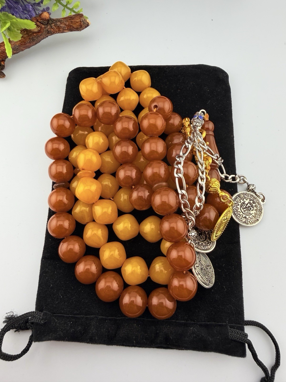 New Collectible Misky Amber Islamic Rosary Free Gift مسبحة مسباح مسكي جودة عالية