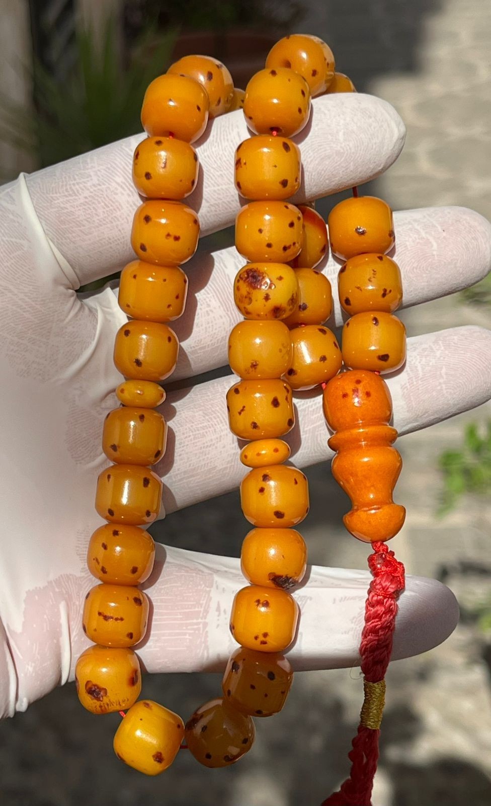 Germany Cherry Amber Rosary 33 سبحة مسكي الماني انتيك محروف لندني ختم عشائري