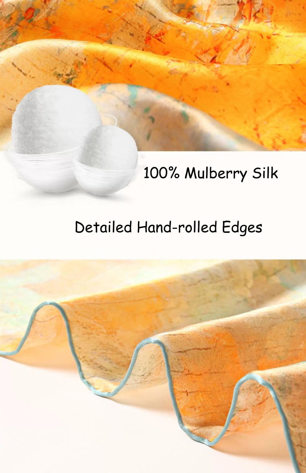 ANDANTINO 100% Silk Scarf 43″ Large Square Lightweight Headscarf& Shawl–Wo