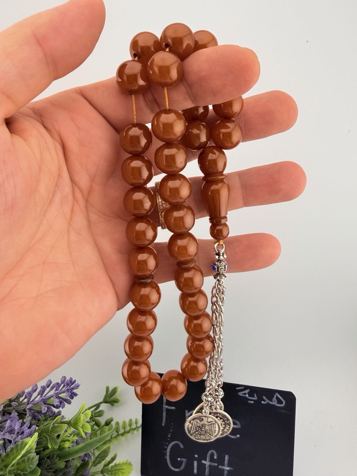 New Collectible Misky Amber Islamic Rosary Free Gift مسبحة مسباح مسكي جودة عالية