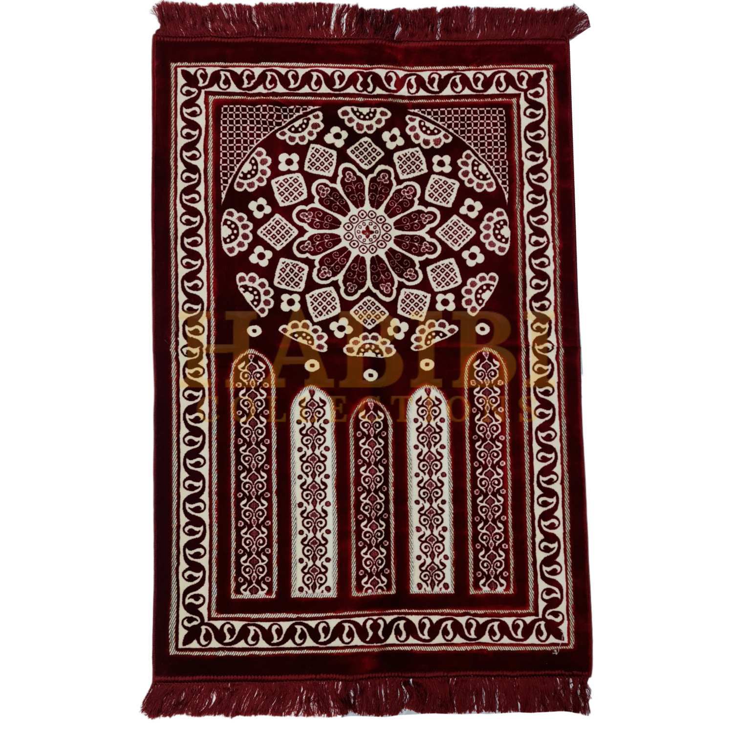 Jumbo Size Super Soft Islamic Prayer Mat Floral Jannamaz Turkish Musallah 950g