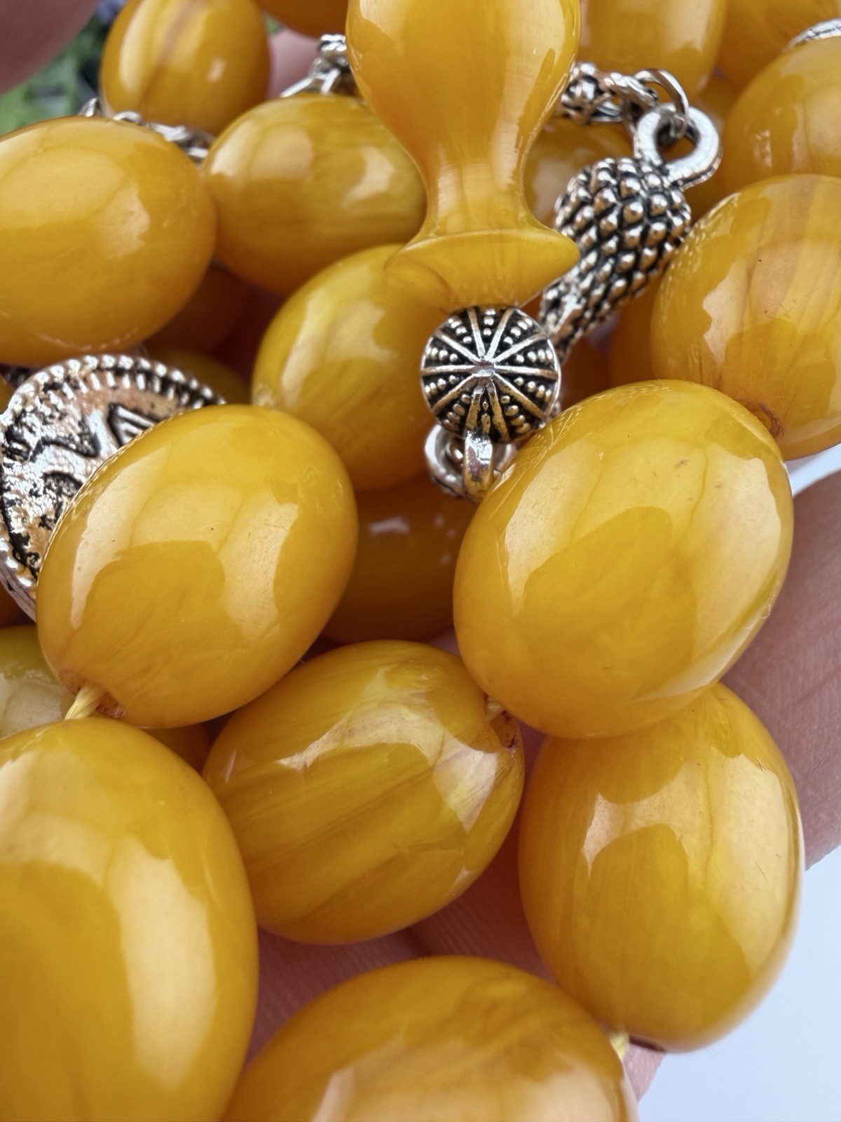 Collectible Misky Amber 33-Bead Islamic Rosary Tasbih Tasbeehمسبحة مسباح مسكي