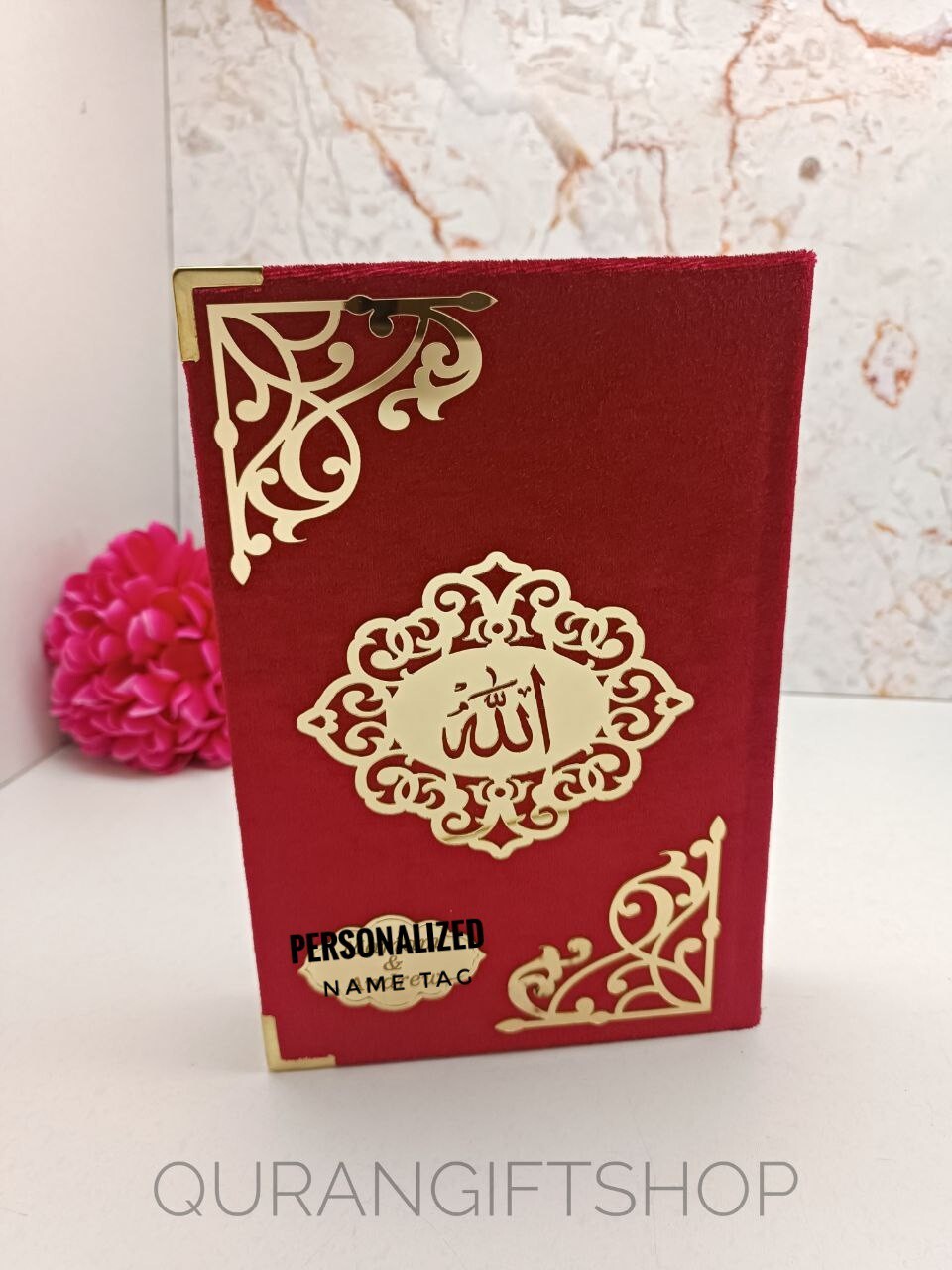 Personelized Quran, Handmade Velvet Cover Quran, Burgundy Color, Holy Quran Gift