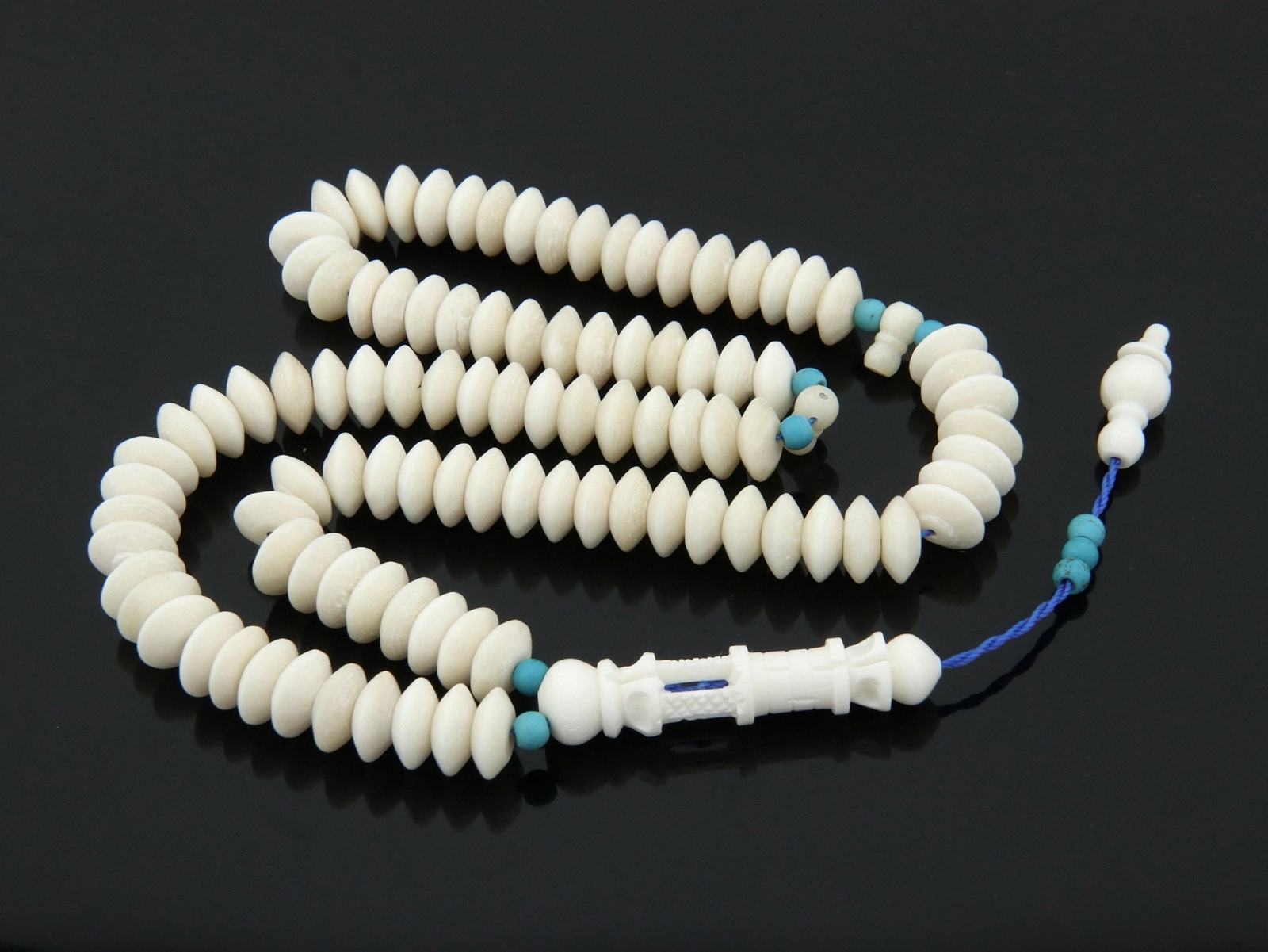 Special carving Camel b and turquoise 99 beads Tesbih Prayer Beads 302134