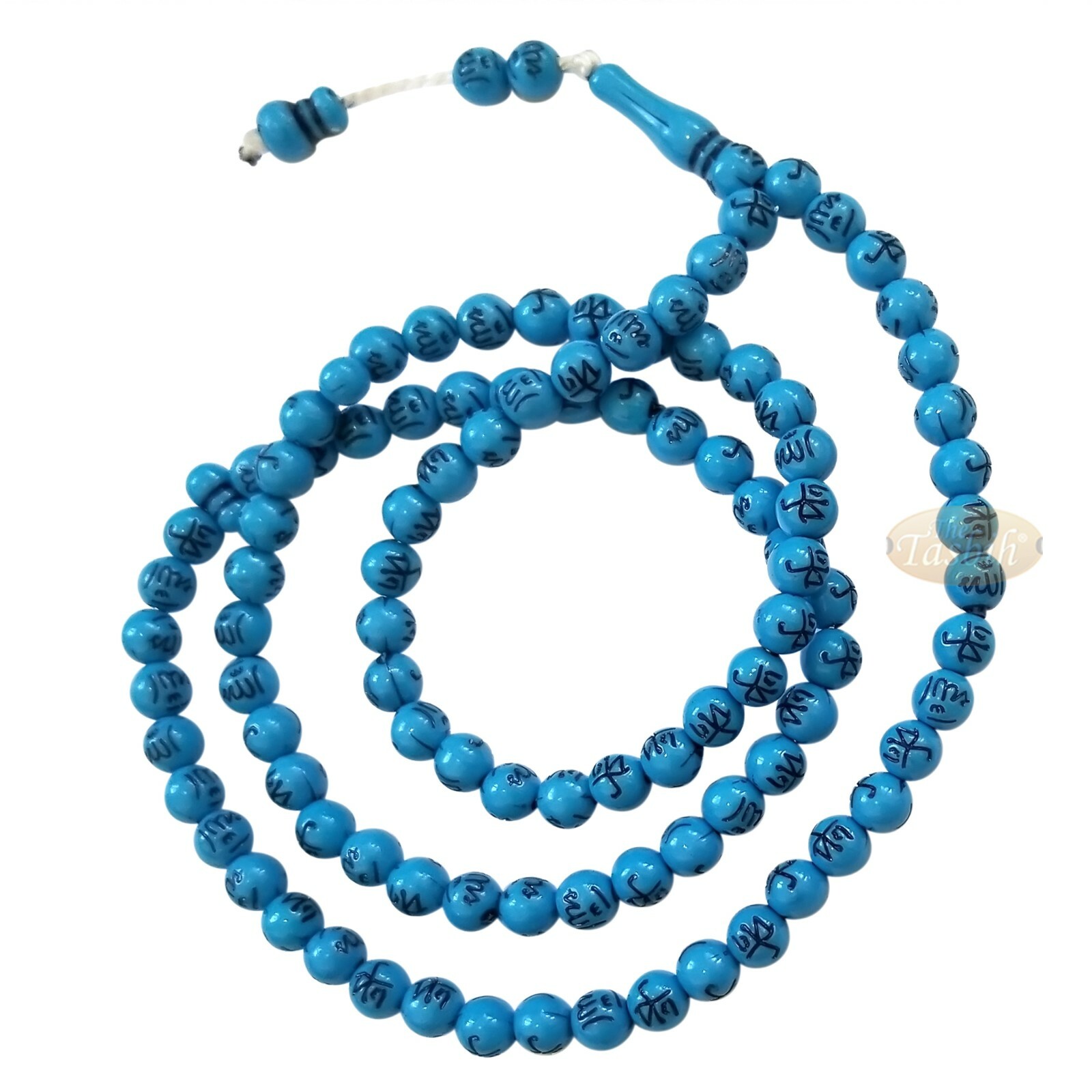 MUSLIM PRAYER BEADS Turquoise Color ALLAH Muhammad Beads Plastic 99ct 7mm Subha