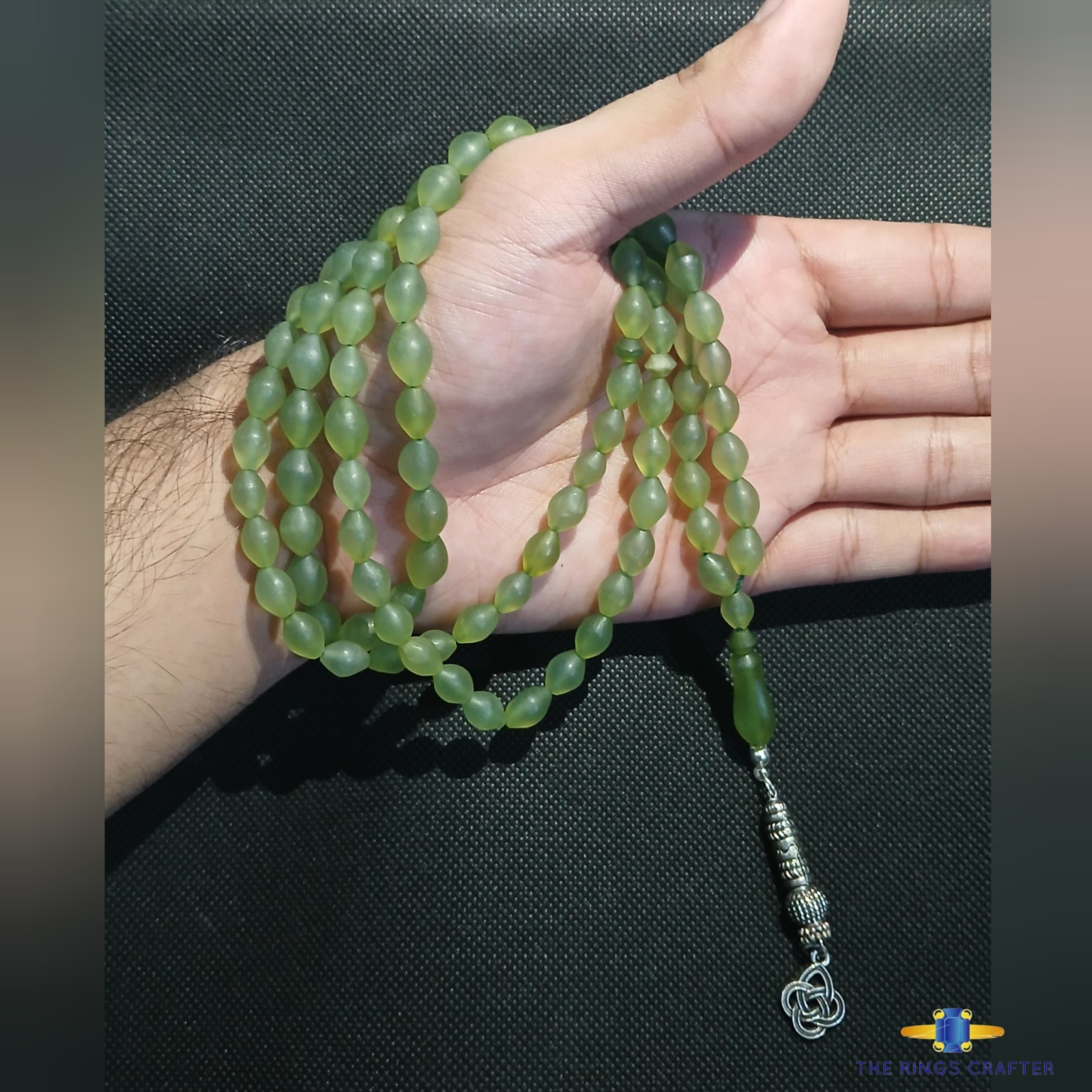 Antique Shah Maqsood Light Green Jade Misbaha Rosary 99 Prayer Beads Tasbih 10mm