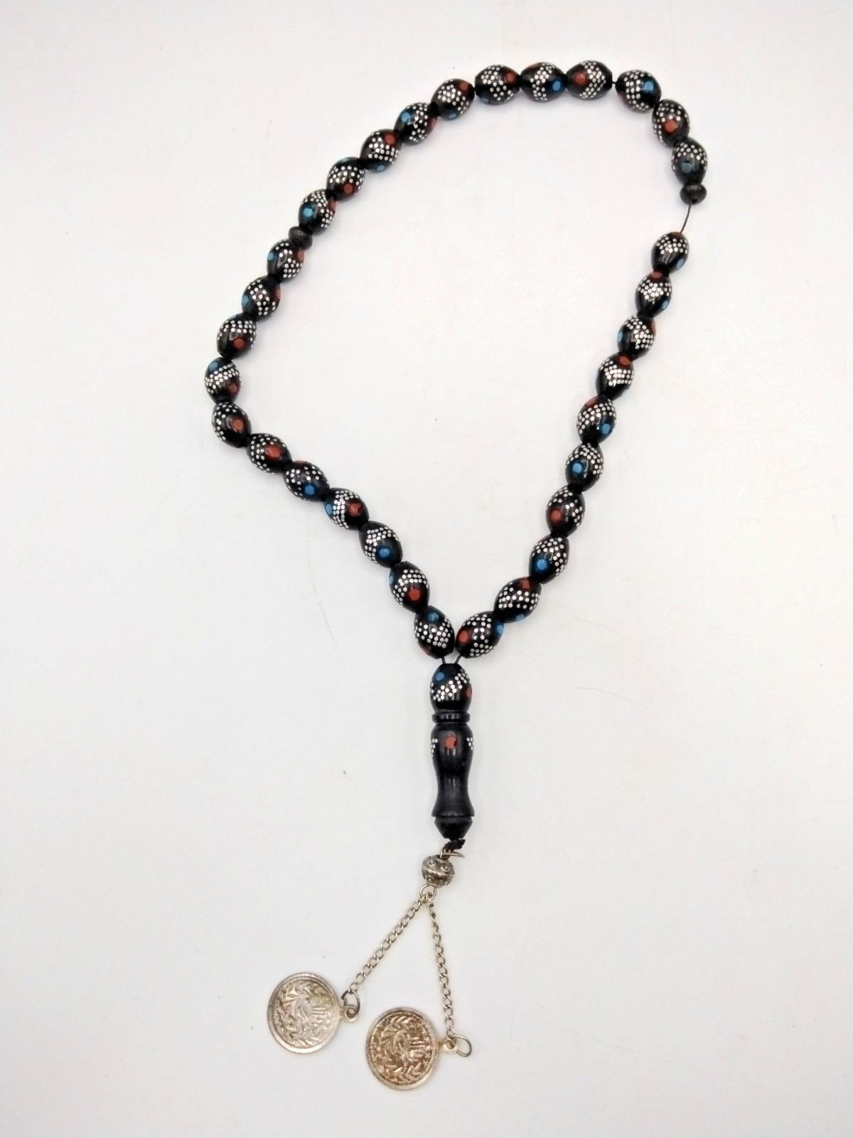 Egyptian Black Yusr Tasbih 33 Prayer Beads Misbaha Natural Coral Rosary Painted