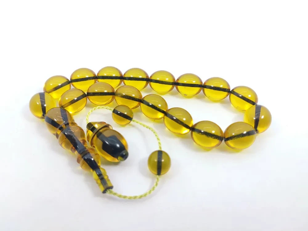 Islamic Prayer Mascot German Gaming Dice Amber Rosary.14x6mm.17 beads.tesbih