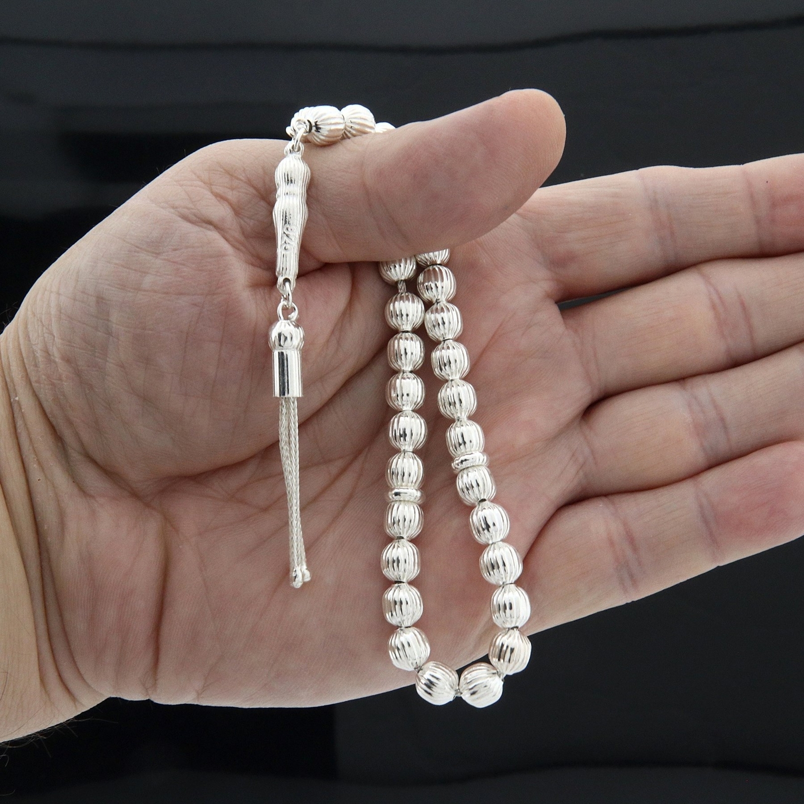 925 sterling silver 33 beads Tasbih, Islamic Prayer Beads Misbaha Tesbih 501119