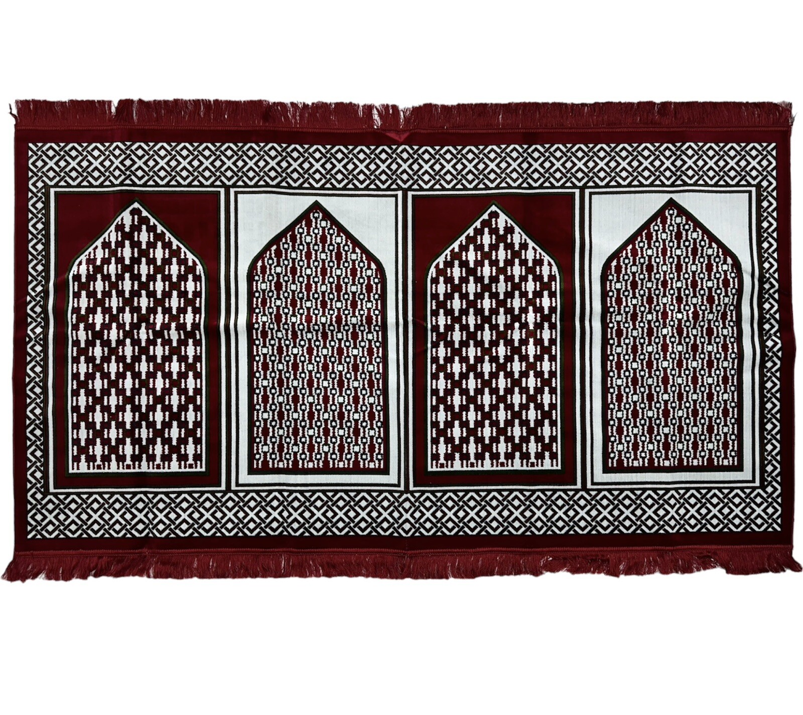 Multi 4 Person Prayer Rug Islamic Muslim Luxury Salah Mat 43”x78” Turkish 2002