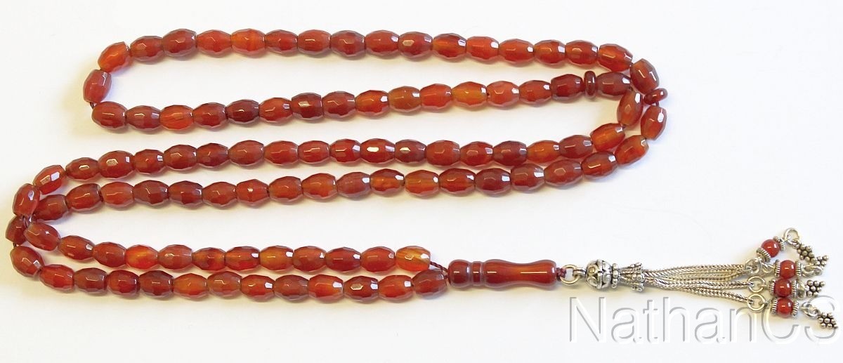 Islamic Prayer Beads 99 FACETED CARNELIAN -Collector’s – Scarce