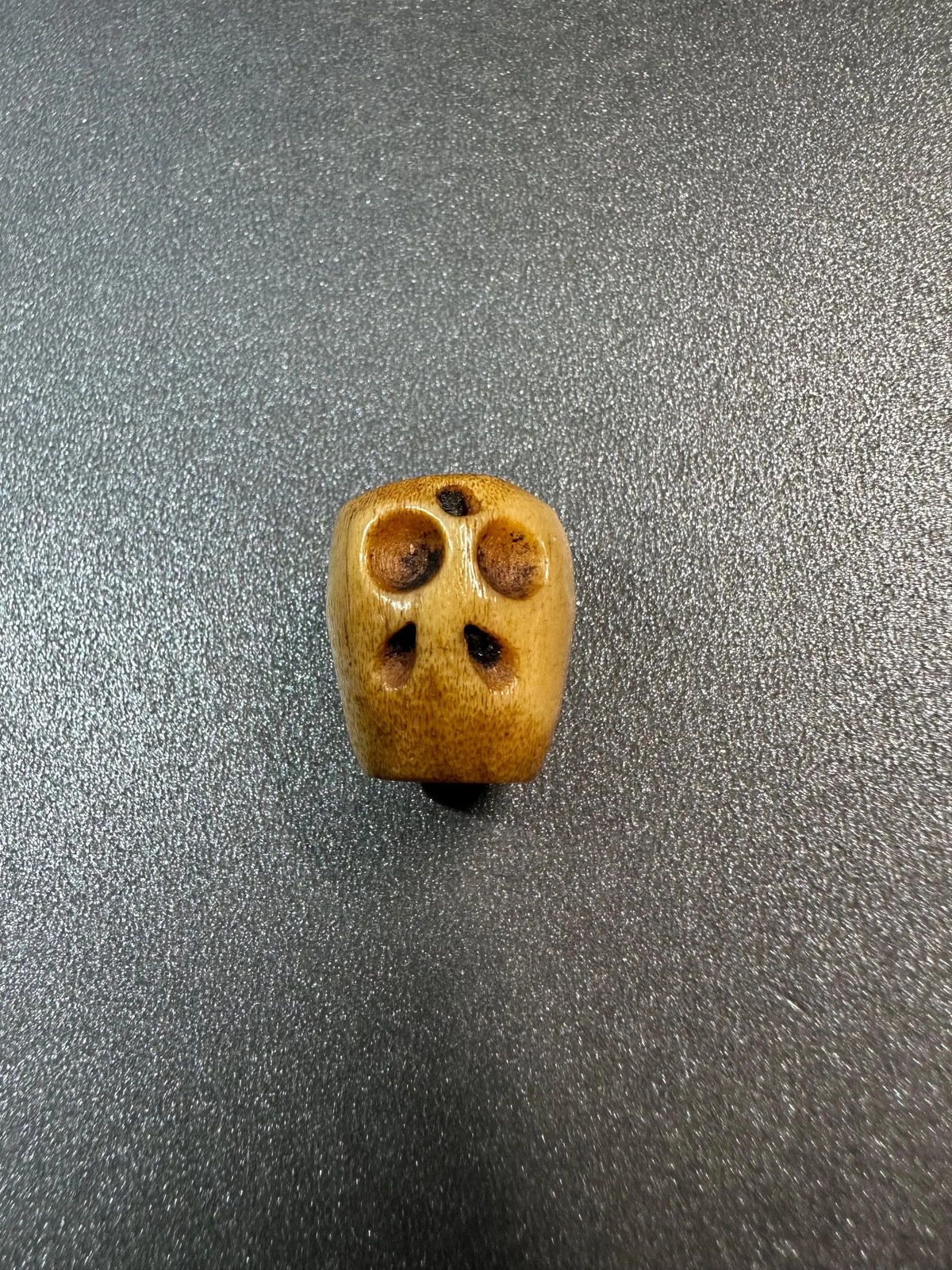 Hand-Carved Deer Antler Citipati Skull Bead | Tibetan Buddhist Chitipati Amulet