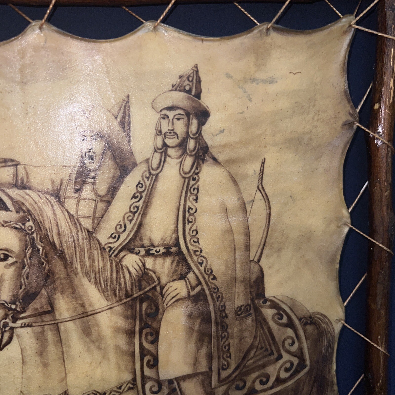 Islamic art on leather Signed