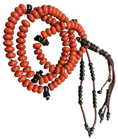 Prayer Beads inlaid 100 Tasbeeh Islamic Masbaha rosary of coral & Yusr مسبحة