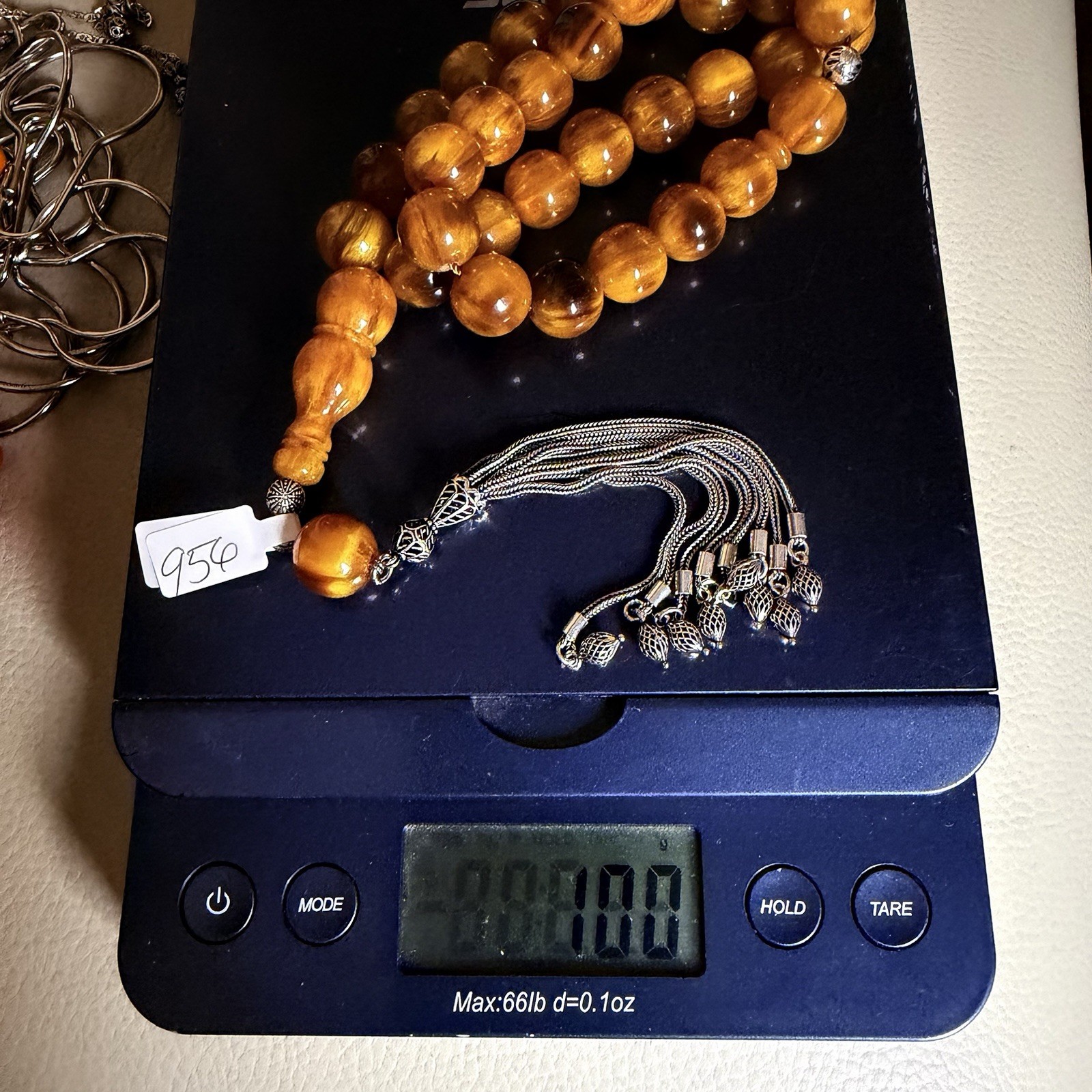Old Misky 33Bead Islamic Tasbih Sterling Silver Tasselمسباح مسبحة مسكي شرابة فضة