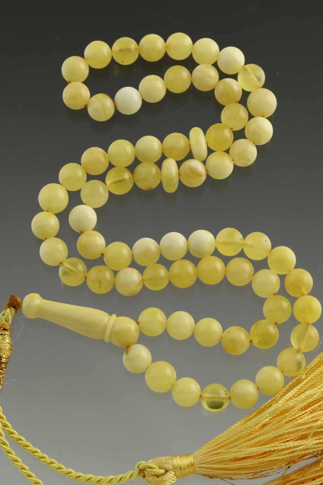 ISLAMIC 66 Round Prayer Beads 7mm Genuine BALTIC AMBER TASBIH 15.5g 180712-1