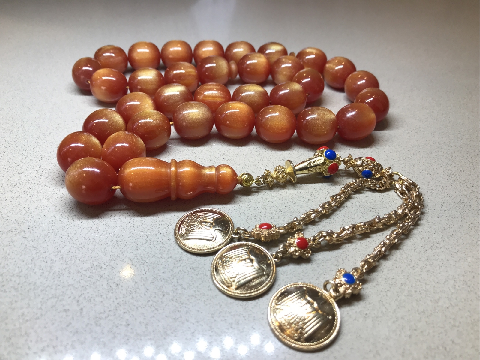 New Collectible Sandalos Amber Rosary 33 Beads سبحة مسبحة سندلوس مسباح