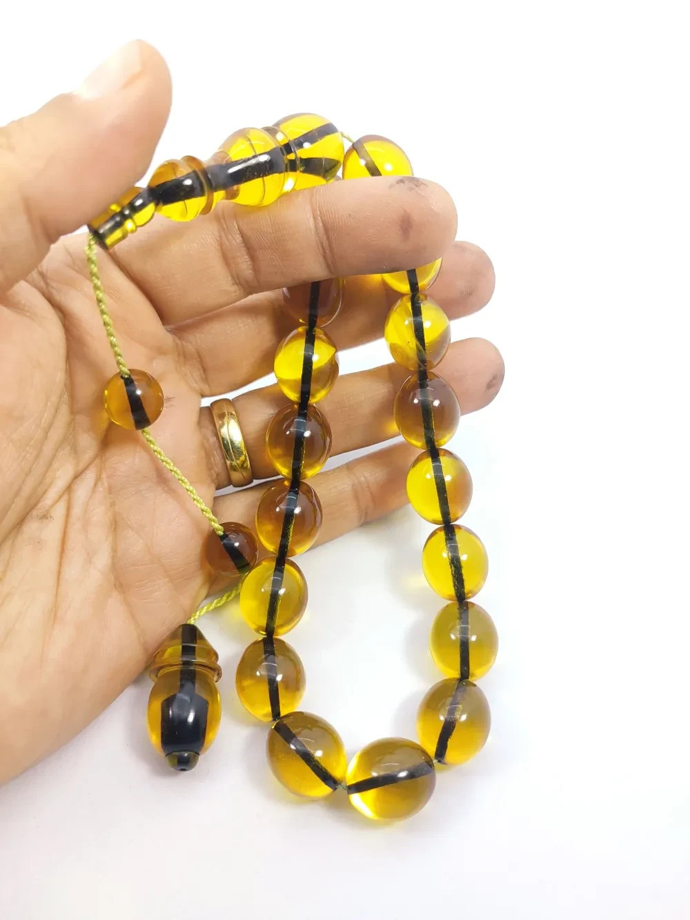Islamic Prayer Mascot German Gaming Dice Amber Rosary.14x6mm.17 beads.tesbih