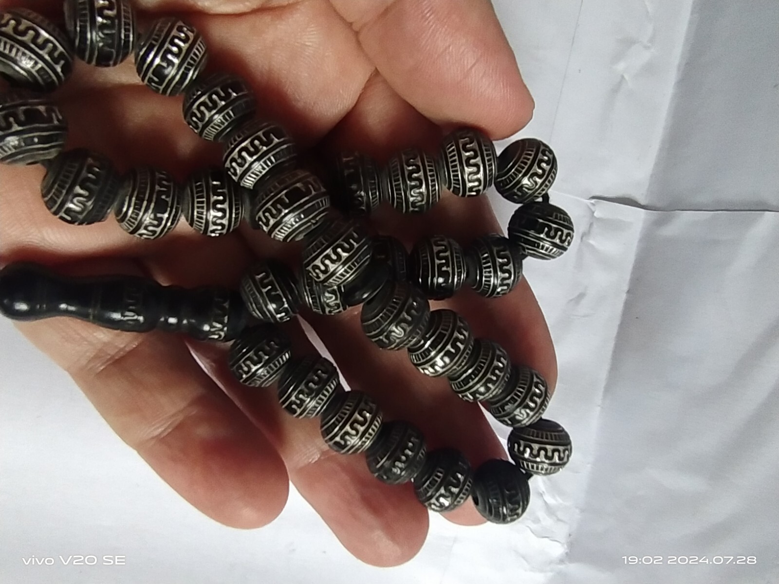 Islamic rosary, black and silver color, 33 beads, medium size, prayer remembranc