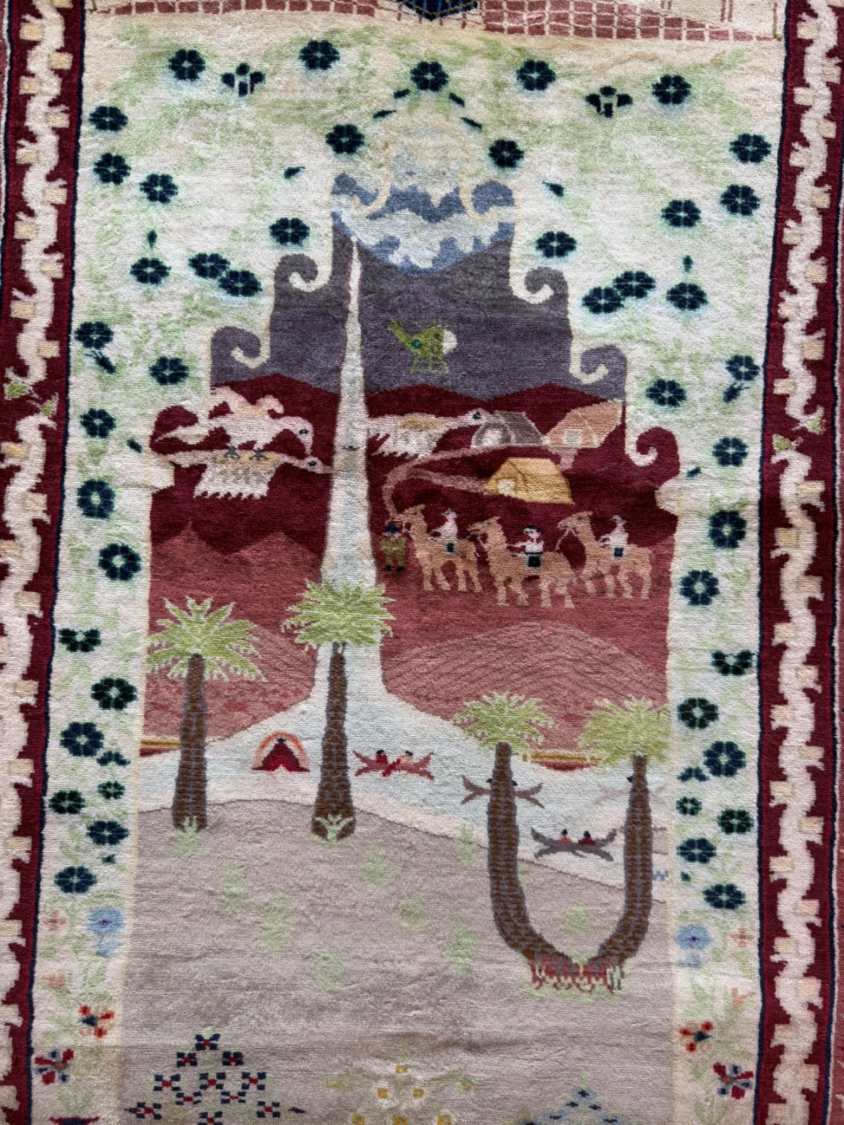 Vintage Beautiful Hand Knotted Pakistani Wall Hanging Prayer Wool Rug Carpet