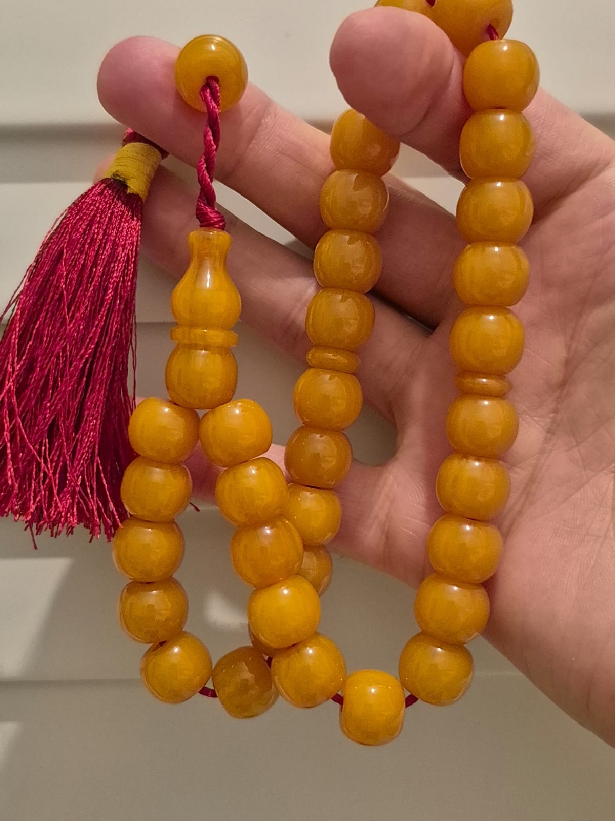 Islamic Prayer GERMAN bakelite amber Rosary. 12*12 mm. 33 beads.Tasbih