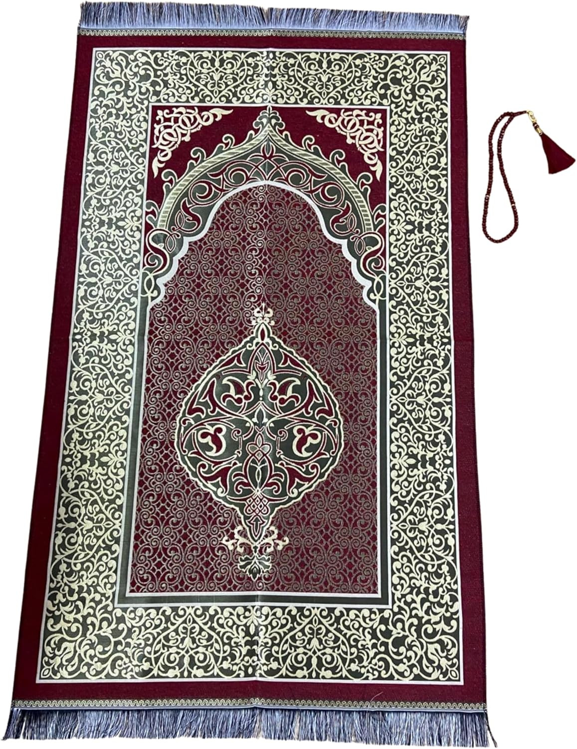 Muslim Prayer Rug with Islam Prayer Beads – Travel Prayer Mat, Islamic Gifts for