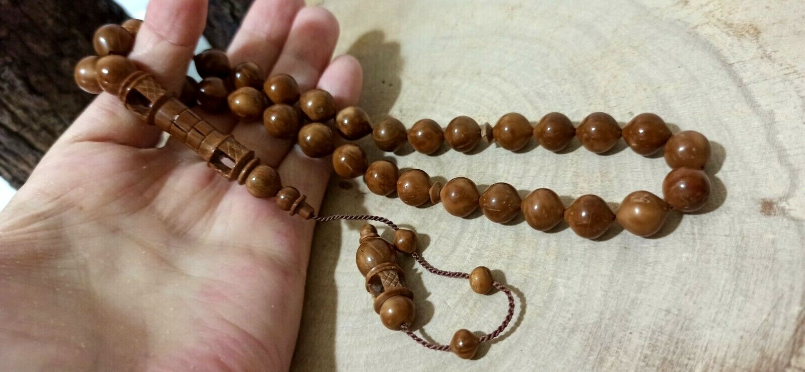 Islamic Prayer Beads, NATURAL COCO KUKA WOOD TASBIH, MISBAHA, 33 BEADS, HANDMADE