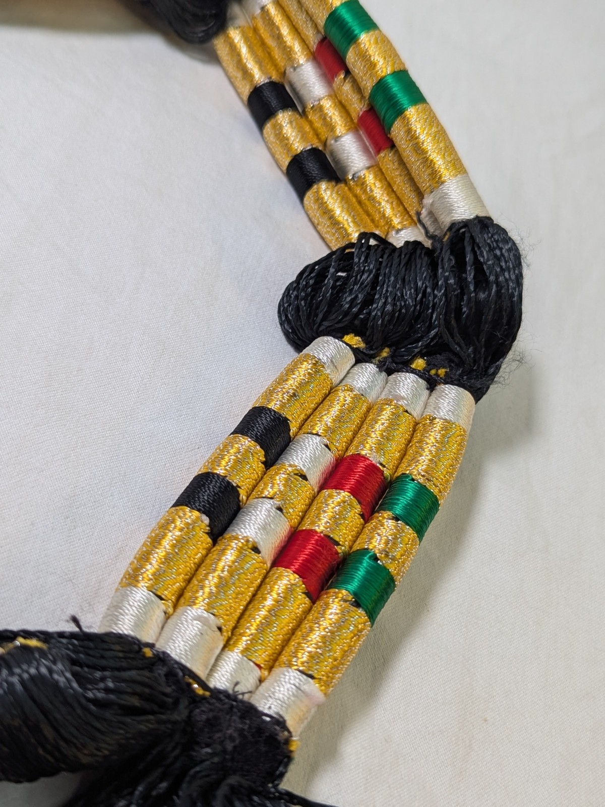 Vintage Ceremonial Islamic Igal Agal Headpiece Silk Wrapped Gold Tassel Cord