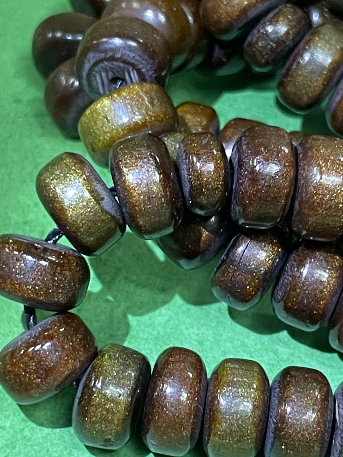 Antique Golden DustBrown Amber bakelite islamic Worry prayer 99 beads 59g R15