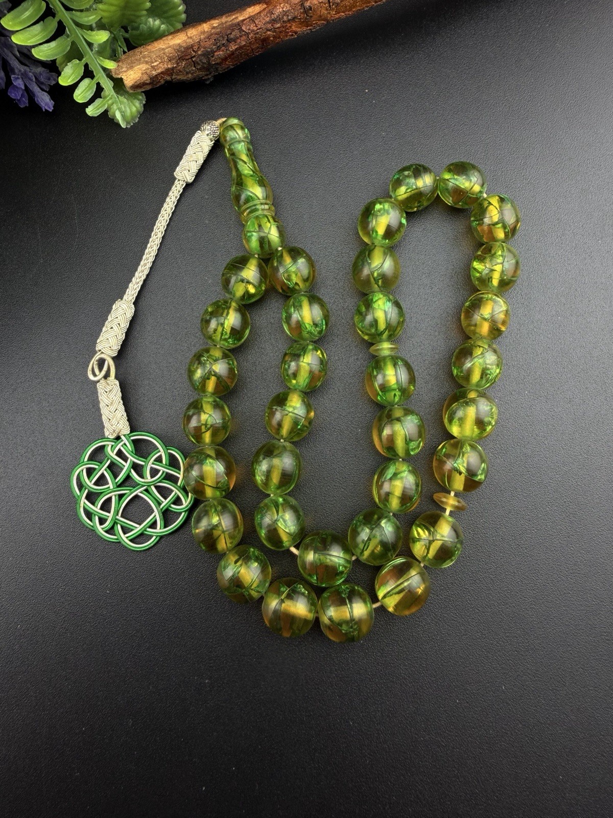 مسباح سبحة قلاليث كلاليث فرنسي انتيك Antique French Glalith 33 Bead Islam Rosary