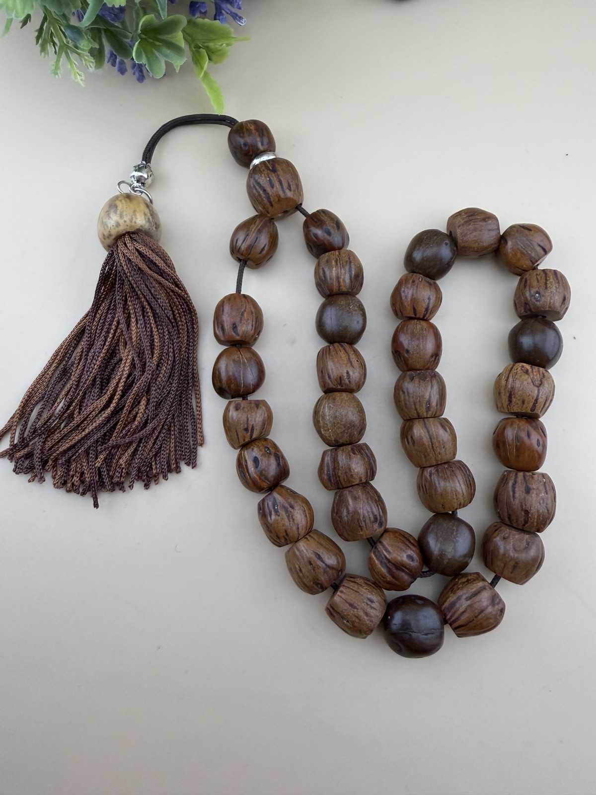 Natural Andiz Wood Islamic Prayer Beads | 33 Beads Handmade Turkish Tesbih Misba