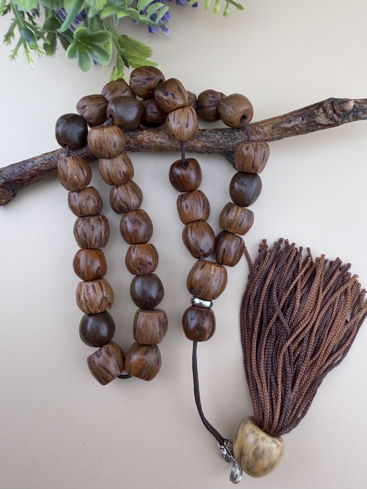 Natural Andiz Wood Islamic Prayer Beads | 33 Beads Handmade Turkish Tesbih Misba