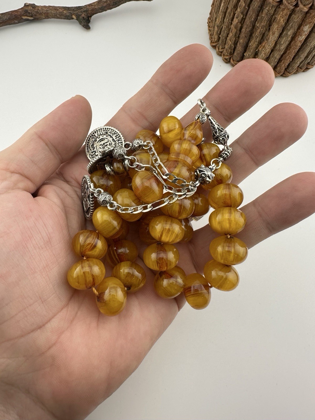 New Collectible Misky Amber 33 Beads Islamic Rosary مسبحة مسباح مسكي جودة عالية