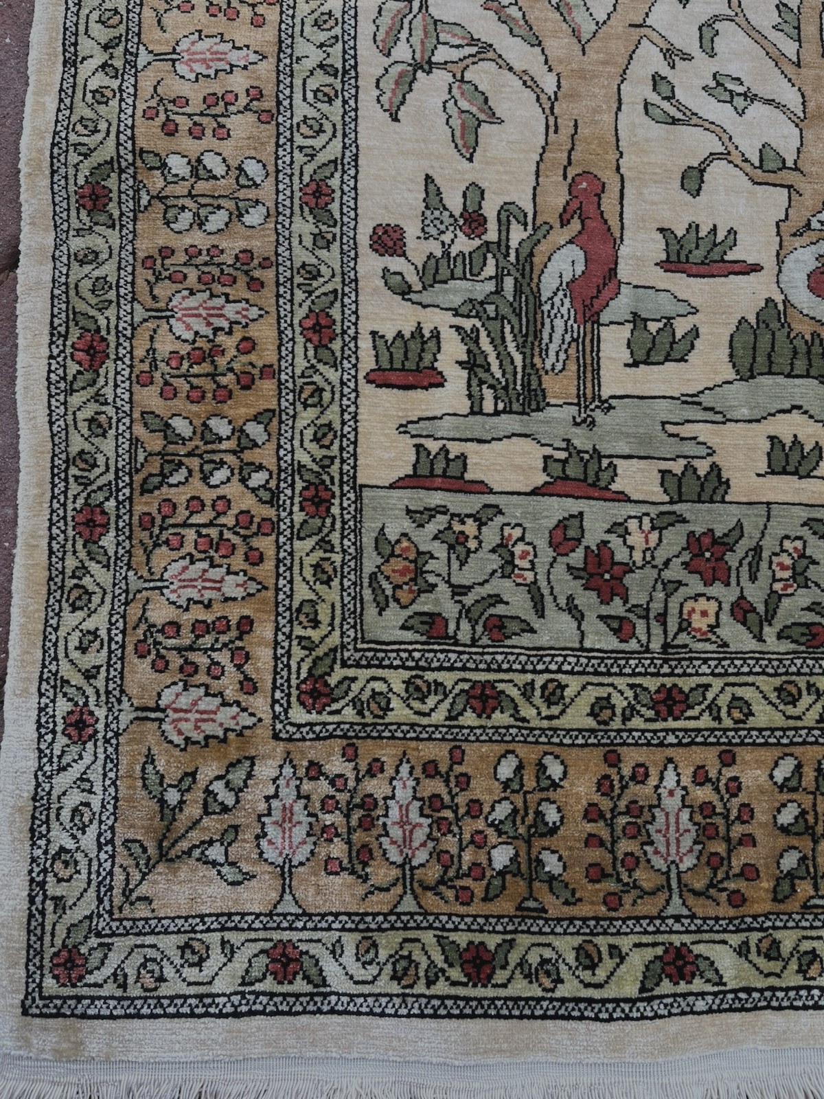 100 % Silk Handmade Hereke Prayer rug Turkey 17 x 24 Halit Aydin Beautiful