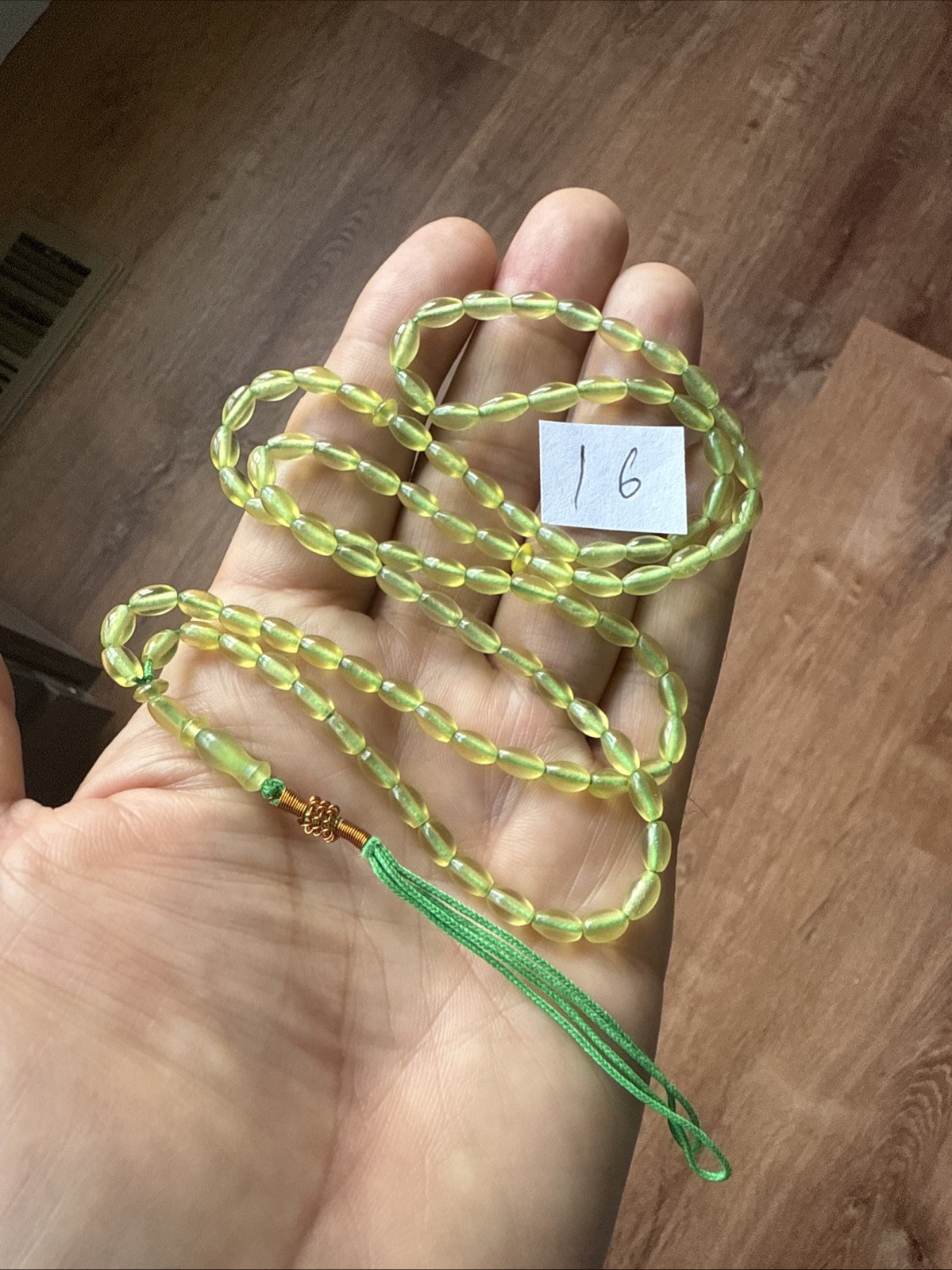 99 BEADS GREEN SHAH MAGHSOUD 38CM LONG شاه مقصود تسبيح