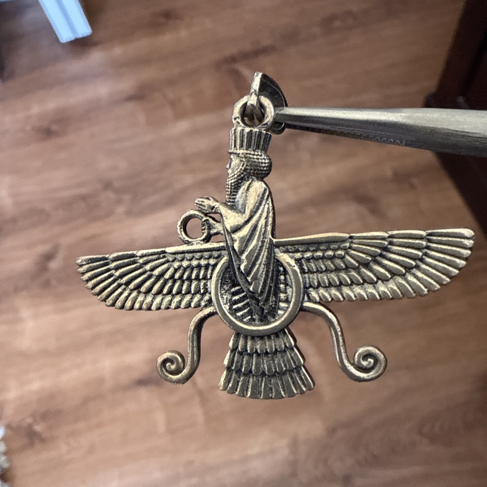 Faravar Sterling Silver King Cyrus Persepolis Pendent Both Sided 5cm W & 4.5cm H