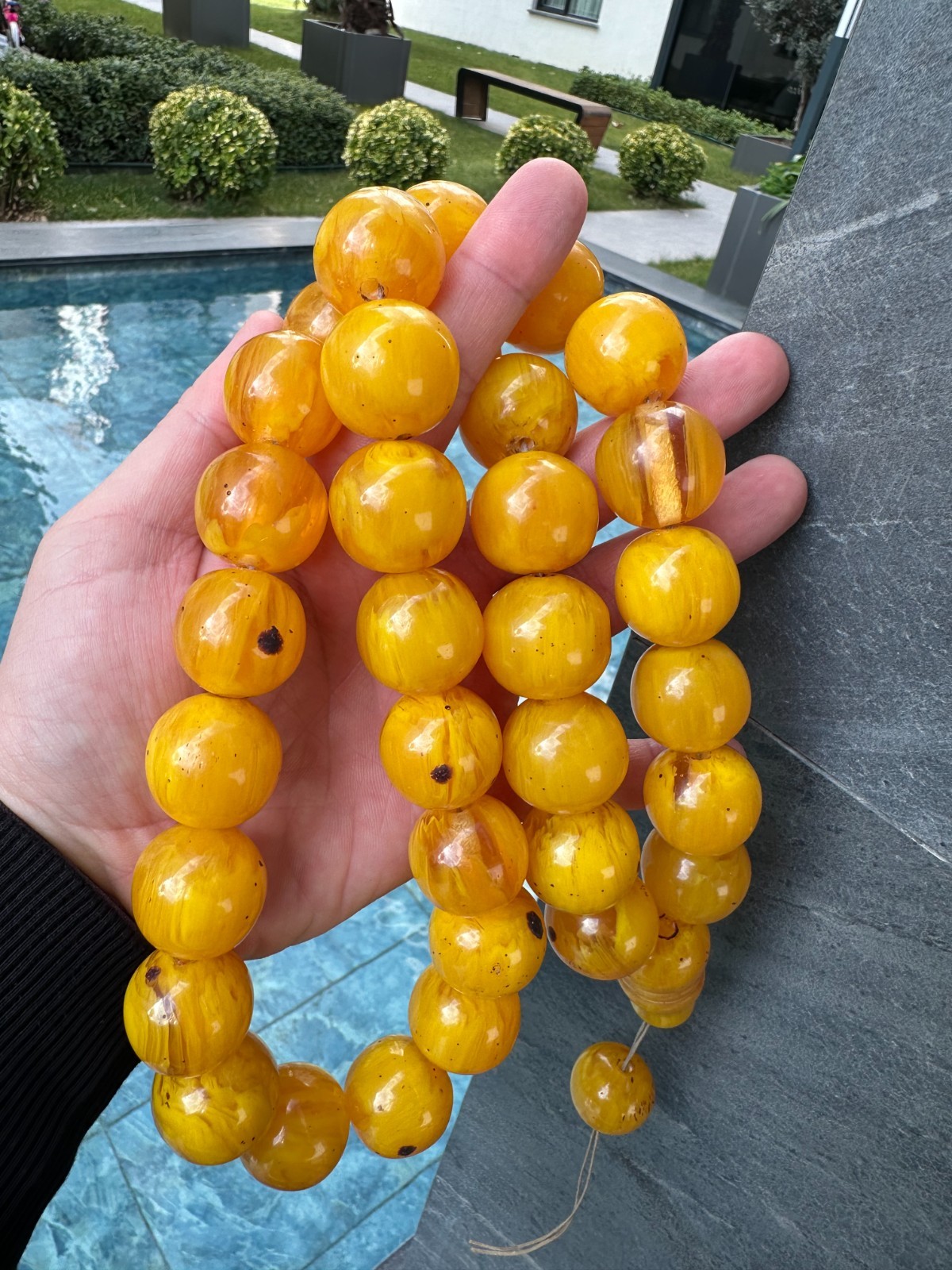 Handmade Turkish Tasbih 33 Beads Yellow Amber Look Resin Misbaha Islamic Gift